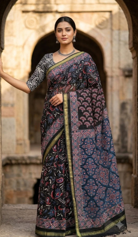 Ajarakh Chanderi Cotton Saree