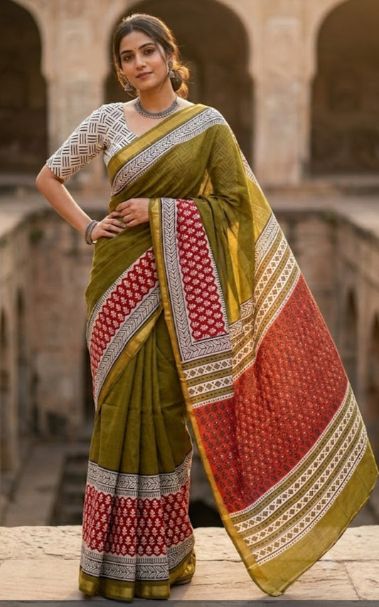 Ajarakh Chanderi Cotton Saree