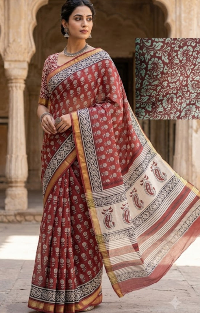 Ajarakh Chanderi Cotton Saree