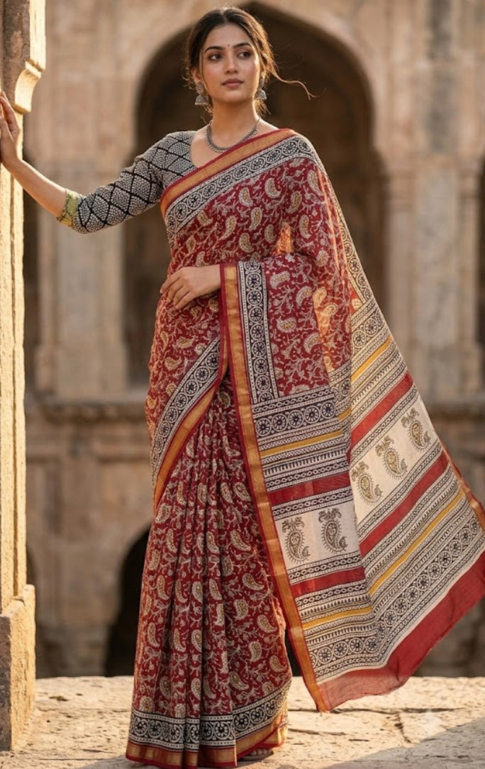 Ajarakh Chanderi Cotton Saree