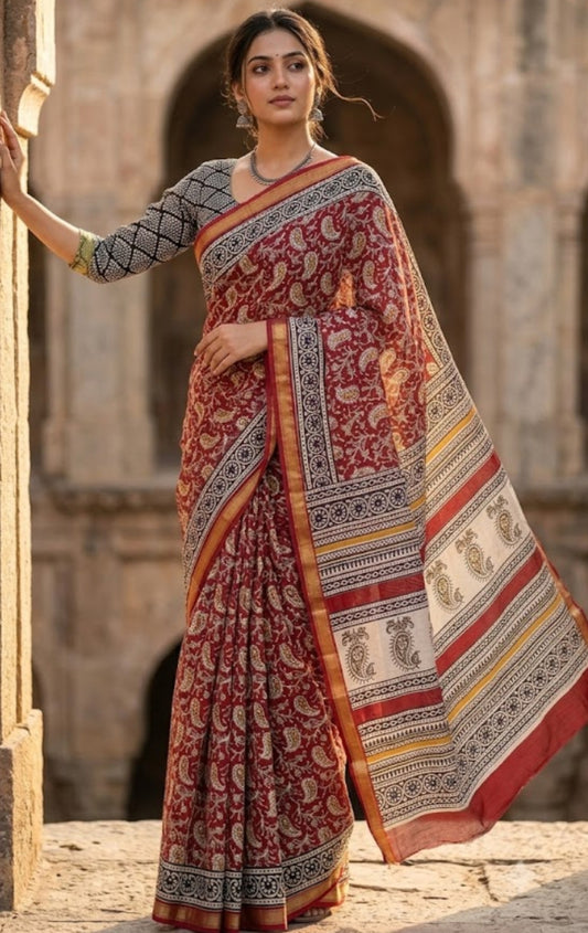 Ajarakh Chanderi Cotton Saree