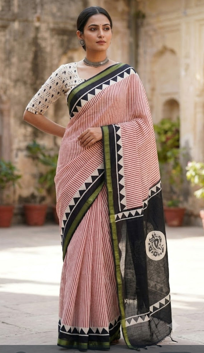 Chanderi  Mul Cotton Saree