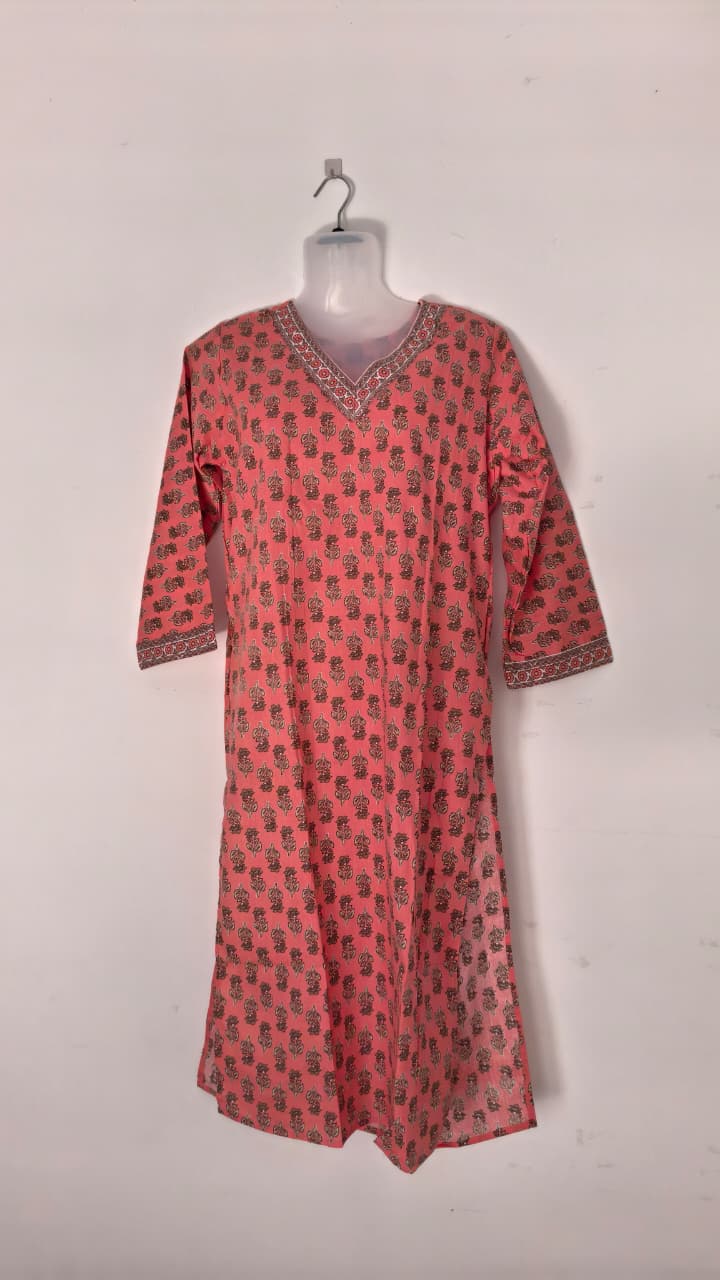 Pink base with black floral print.