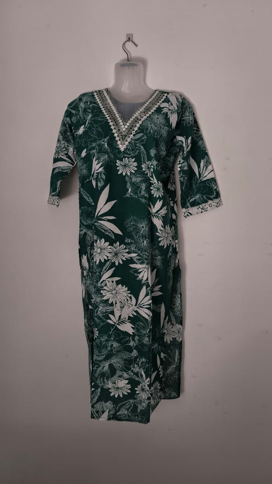 Emerald Green 2 Piece Cotton kurthi